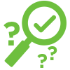 {"en-us":""} {"en-us":"Magnifying glass with a checkmark, representing customer support and answers to questions"}